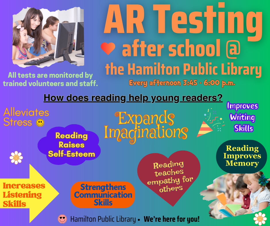 AR Testing after school at the Hamilton Public Library