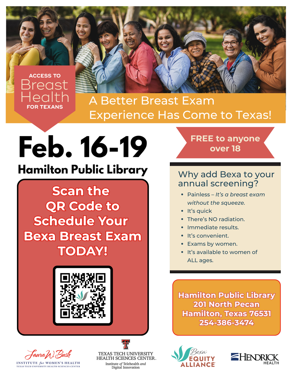 Feb. 16 - 19. Bexa Breast Exam.