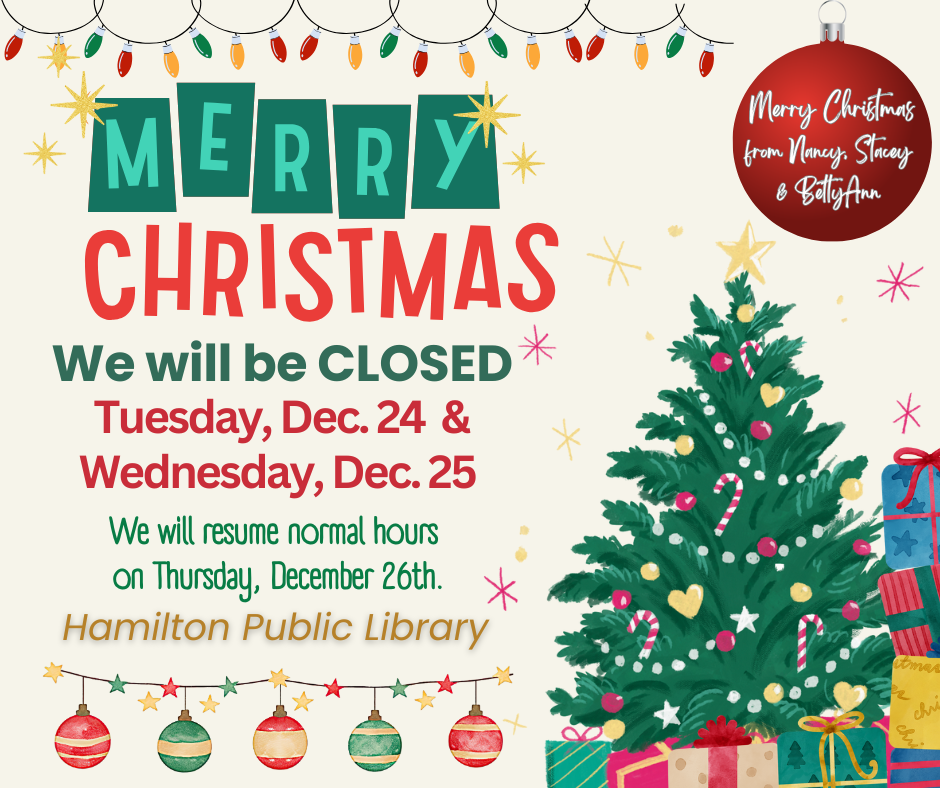 Merry Christmas. We will be CLOSED Tuesday, Dec. 24 & Wednesday, Dec. 25. We will resume normal hours on Thursday, December 26th. Merry Christmas from Nancy, Stacey & BettyAnn