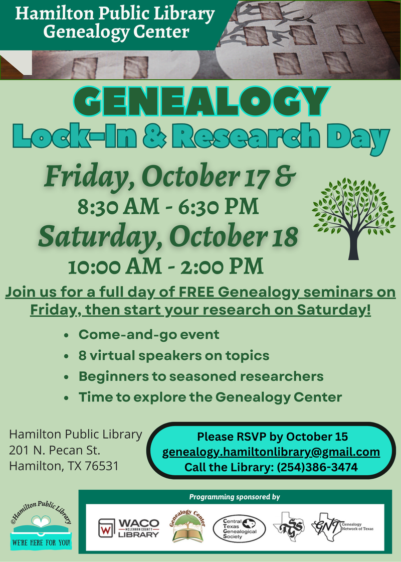 Genealogy Lock-In & Research Day Genealogy Lock-In & Research Day