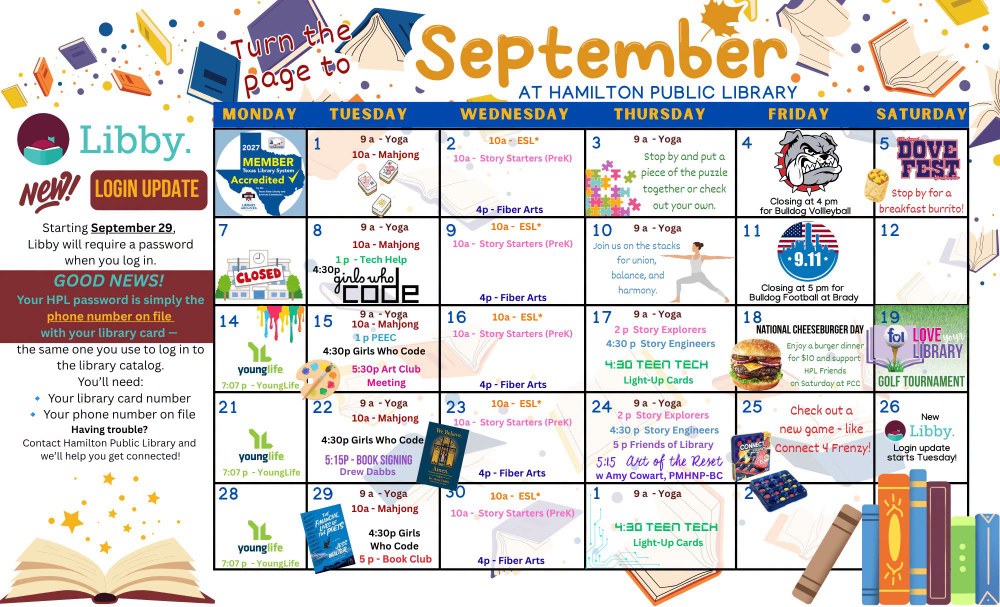 September 2026 Calendar of Events